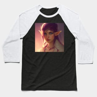 Cute Fantasy Female Elf Purple Artwork Baseball T-Shirt